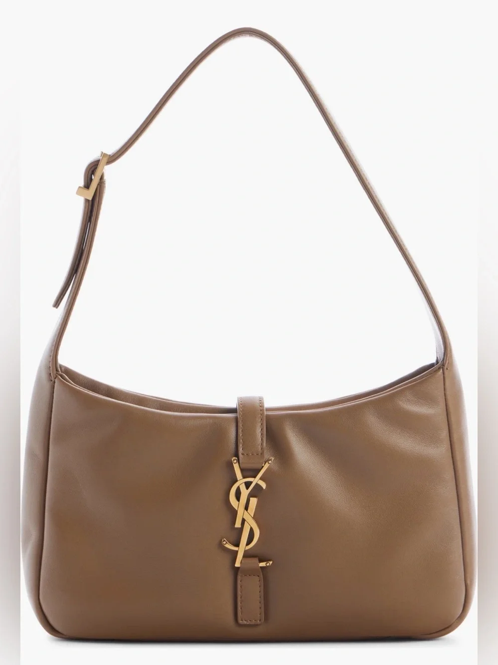Saint Laurent Le 5À 7 Padded Leather Hobo Bag NEW Dark Peanut
